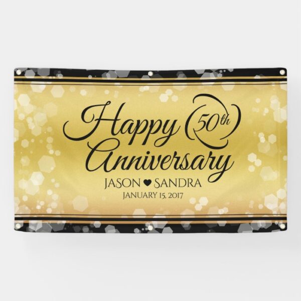 Elegant 50th Golden Wedding Anniversary Banner