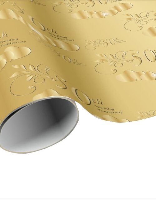 Elegant 50th Golden Wedding Anniversary Wrapping Paper