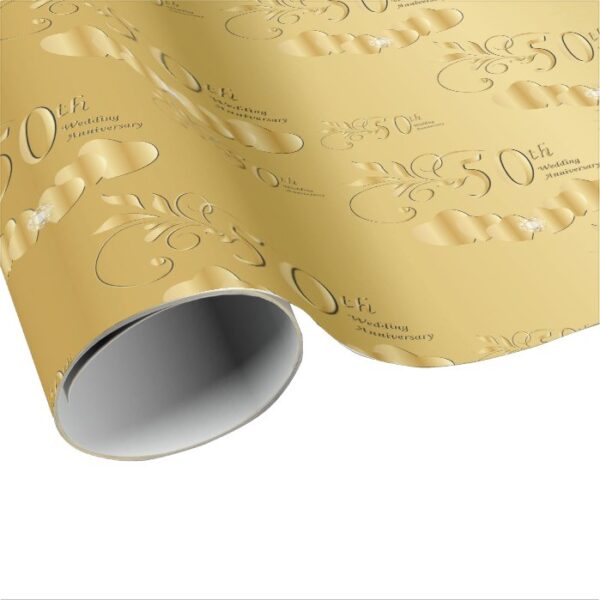 Elegant 50th Golden Wedding Anniversary Wrapping Paper