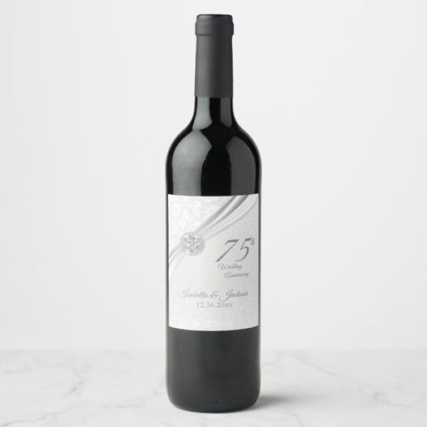 Elegant 60th / 75th Diamond Anniversary Design Wine Label