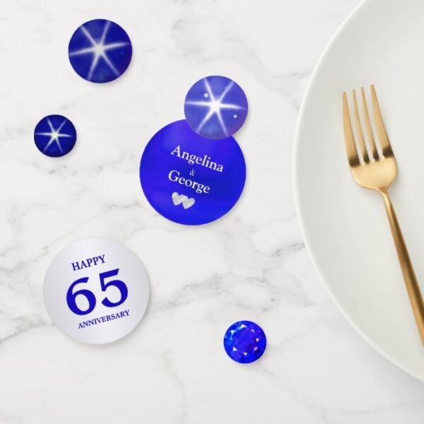 Elegant 65th Blue Sapphire Wedding Anniversary Confetti