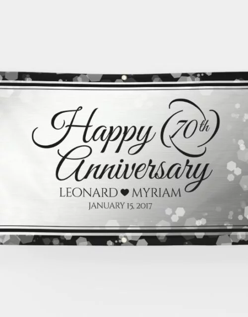 Elegant 70th Platinum Wedding Anniversary Banner