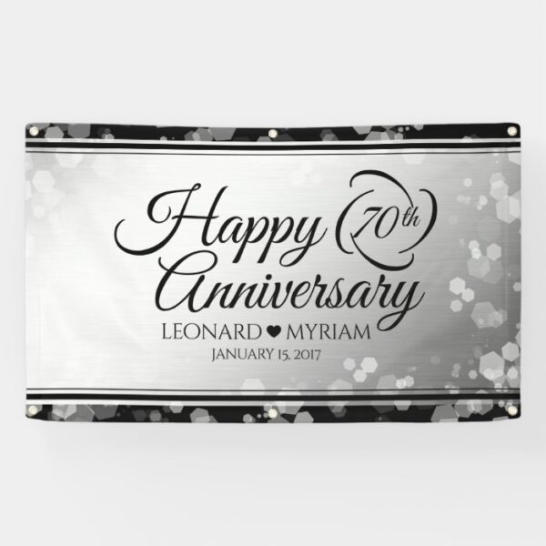 Elegant 70th Platinum Wedding Anniversary Banner