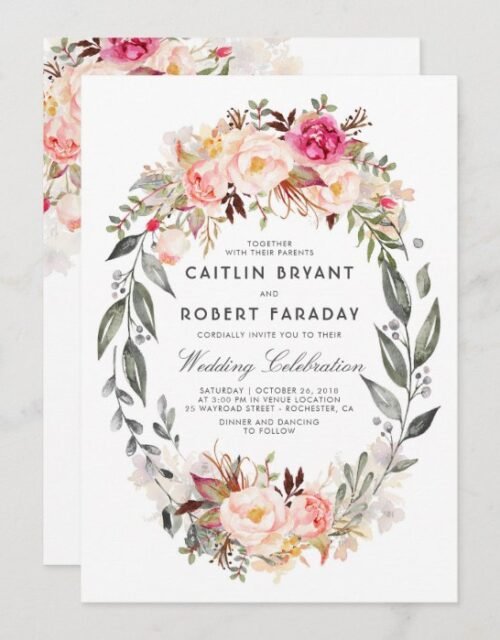 Elegant and Rustic Floral Wedding Invitation