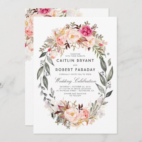 Elegant and Rustic Floral Wedding Invitation