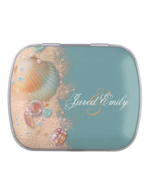 Elegant Beach Wedding Favor Candy and Mints Candy Tin