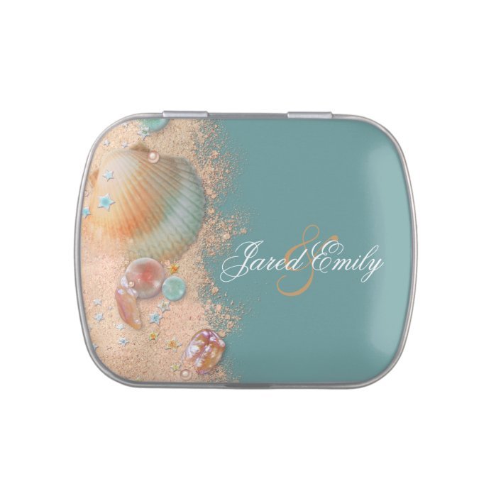 Elegant Beach Wedding Favor Candy and Mints Candy Tin