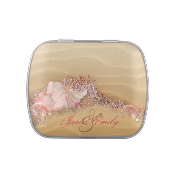 Elegant Beach Wedding Favor Candy and Mints Jelly Belly Tin