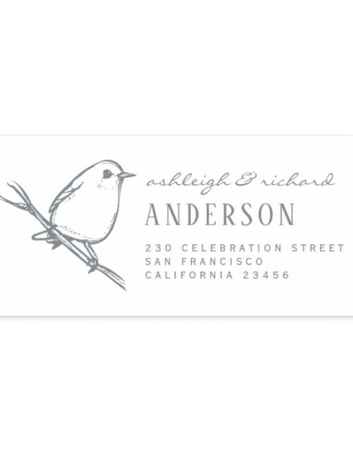 Elegant Bird Wedding Couple Names Return Address Self-inking Stamp