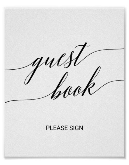 Elegant Black Calligraphy Guest Book Sign