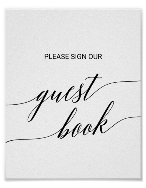 Elegant Black Calligraphy Guest Book Sign