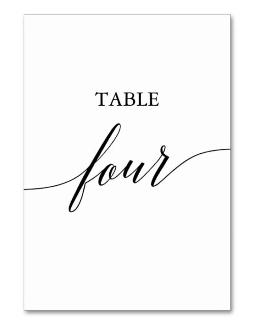 Elegant Black Calligraphy Table Four Table Number