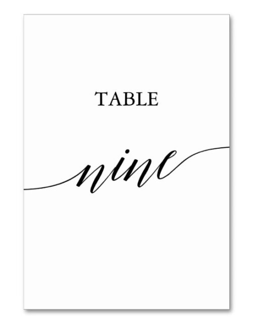 Elegant Black Calligraphy Table Nine Table Number