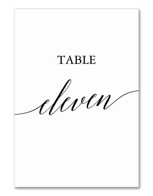 Elegant Black Calligraphy Table Number Eleven