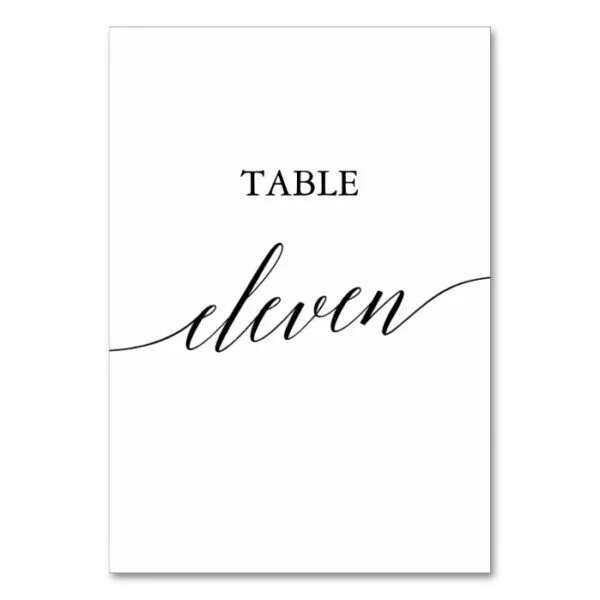 Elegant Black Calligraphy Table Number Eleven