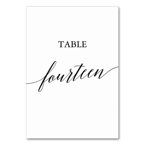Elegant Black Calligraphy Table Number Fourteen