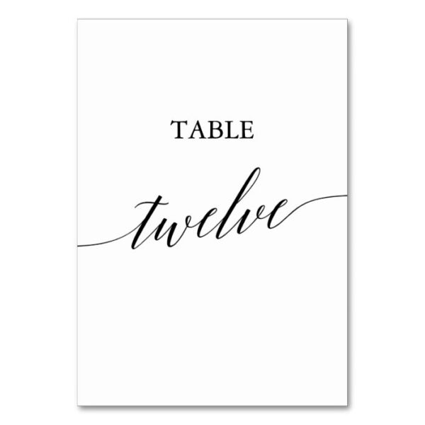 Elegant Black Calligraphy Table Number Twelve