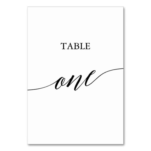 Elegant Black Calligraphy Table One Table Number