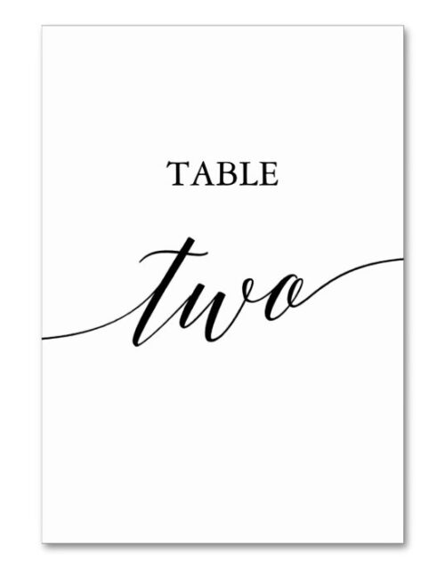 Elegant Black Calligraphy Table Two Table Number