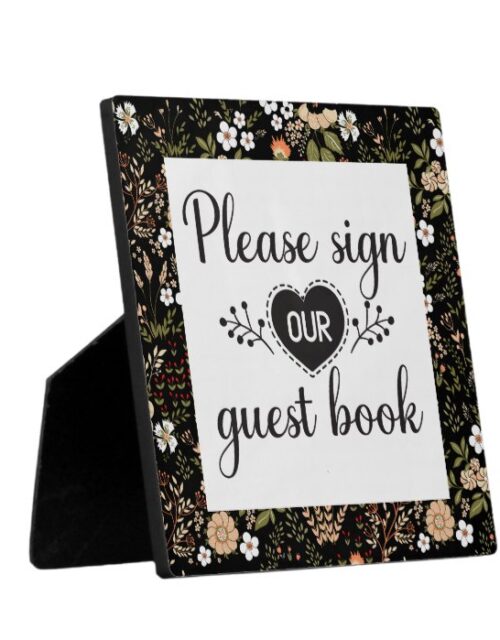 Elegant Black Country Wedding Guest Book Sign Plaque