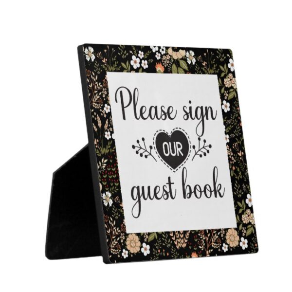 Elegant Black Country Wedding Guest Book Sign Plaque