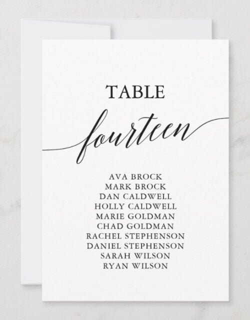 Elegant Black Table Number 14 Seating Chart