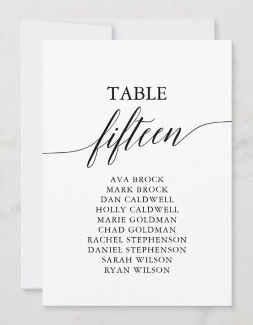 Elegant Black Table Number 15 Seating Chart