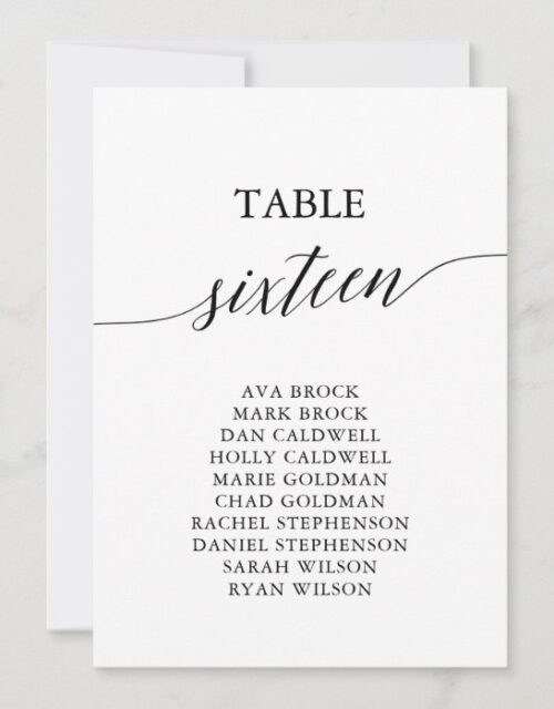 Elegant Black Table Number 16 Seating Chart