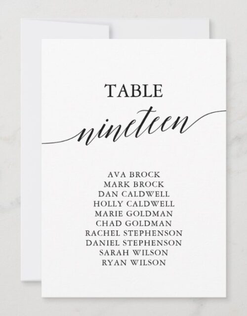 Elegant Black Table Number 19 Seating Chart