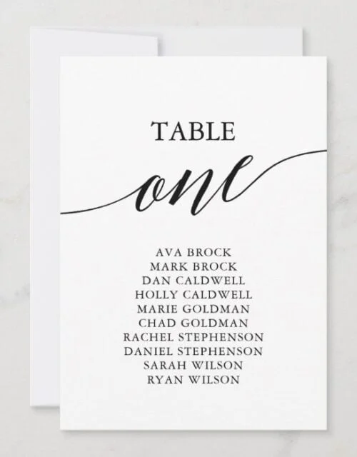 Elegant Black Table Number 1 Seating Chart