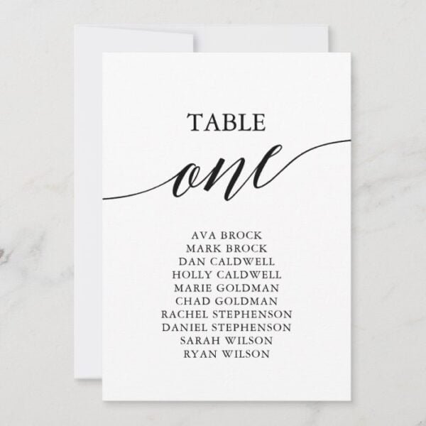 Elegant Black Table Number 1 Seating Chart