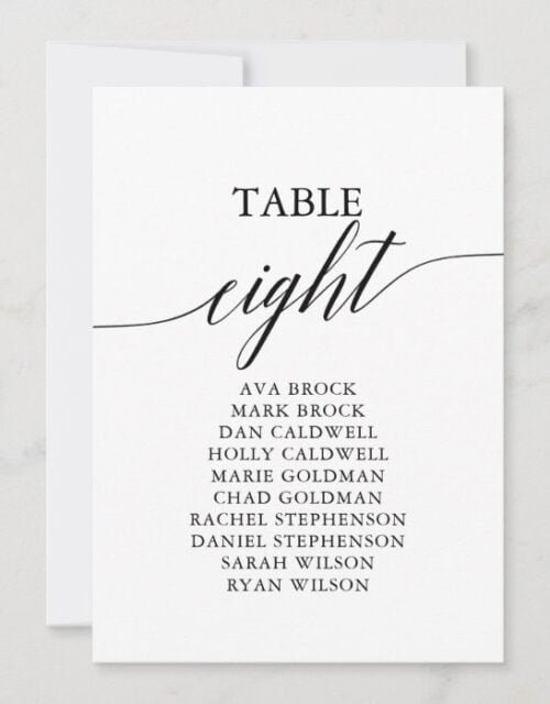 Elegant Black Table Number 8 Seating Chart