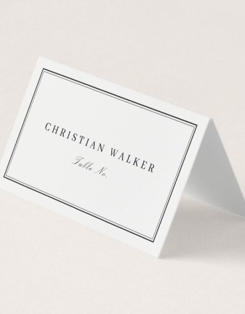 Elegant black & white monogram minimalist wedding place card