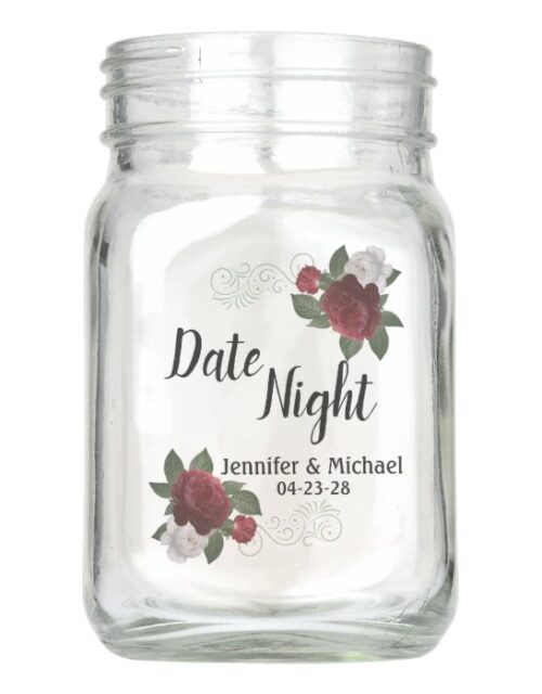 Elegant Burgundy and Pink Flower Date Night Jar