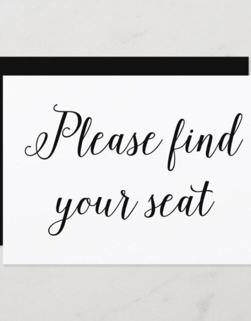 Elegant Calligraphy Wedding Please Find Your Seat Invitation