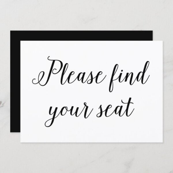 Elegant Calligraphy Wedding Please Find Your Seat Invitation