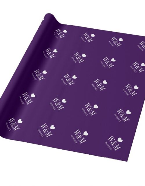 Elegant chic monogram purple wedding wrappingpaper