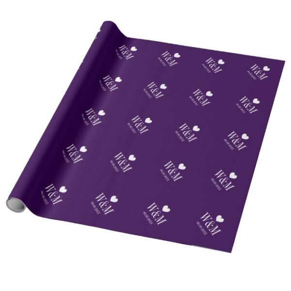 Elegant chic monogram purple wedding wrappingpaper