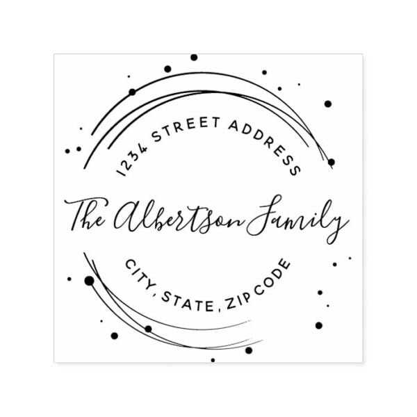 Elegant Circular Family Name Return Address Self-inking Stamp