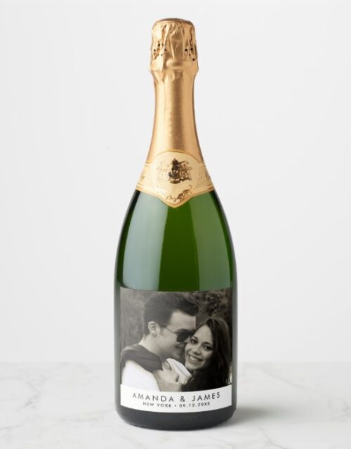 Elegant Custom Champagne Wedding Photo Champagne Label