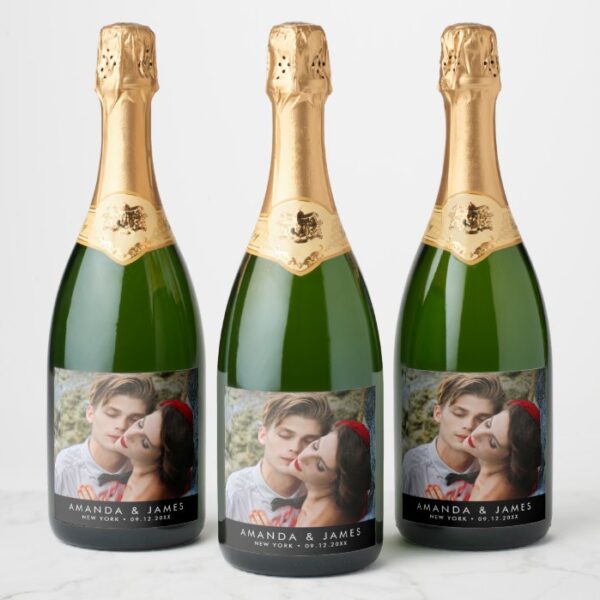 Elegant Custom Champagne Wedding Photo Champagne Label