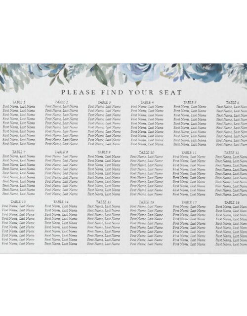 Elegant Dusty Blue Botanical Wedding Seating Chart Faux Canvas Print