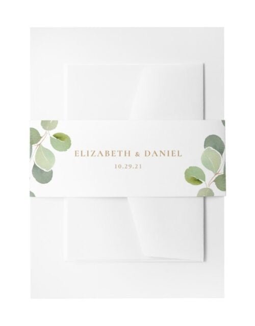 Elegant Eucalyptus Greenery Personalized Wedding Invitation Belly Band