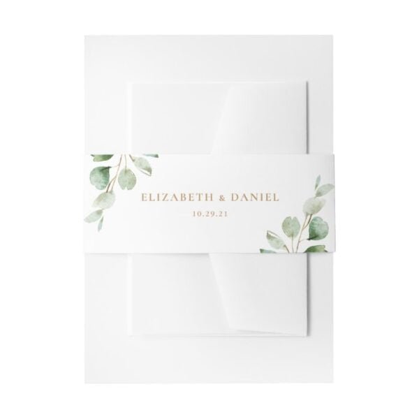 Elegant Eucalyptus Greenery Personalized Wedding Invitation Belly Band