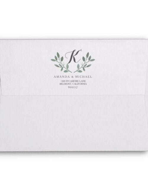 Elegant Eucalyptus Monogram Wedding Suite Envelope