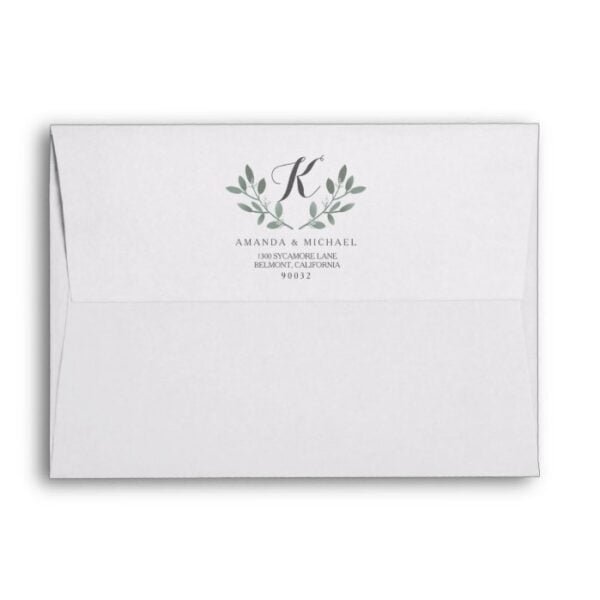 Elegant Eucalyptus Monogram Wedding Suite Envelope