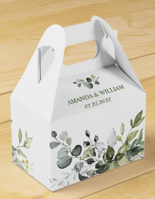 Elegant Eucalyptus Watercolor Greenery Wedding Favor Box