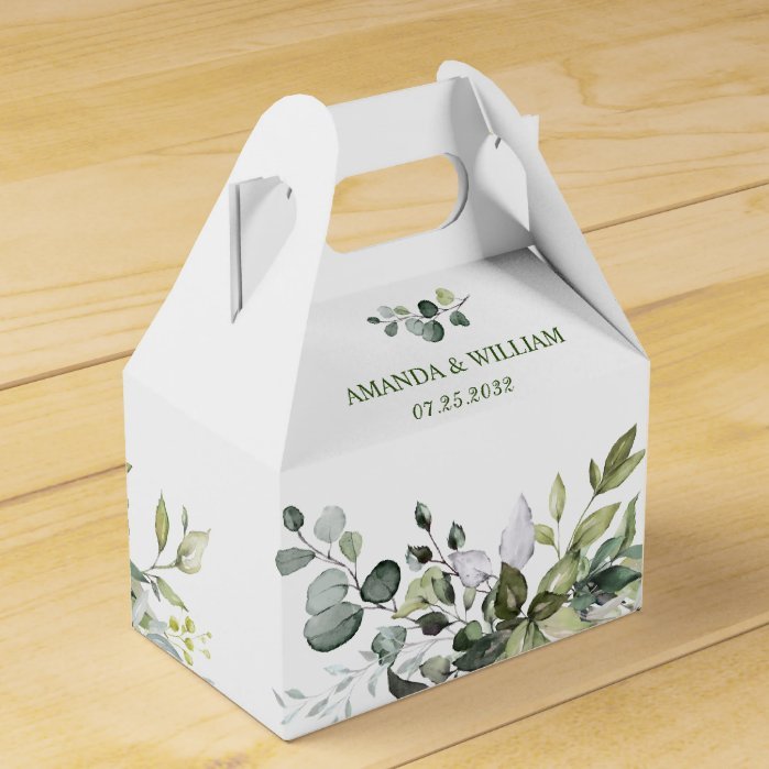 Elegant Eucalyptus Watercolor Greenery Wedding Favor Box