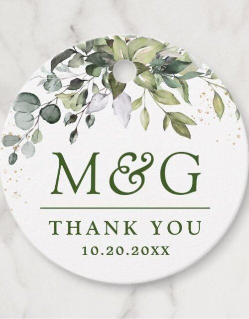 Elegant Eucalyptus Watercolor Greenery Wedding Favor Tags