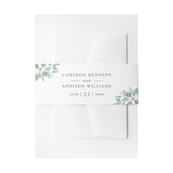 Elegant Eucalyptus Wedding Invitation Belly Band